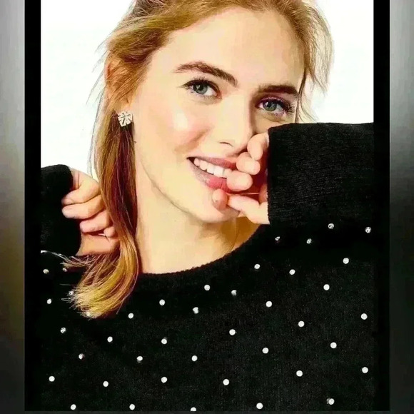 NWT Lilly Pulitzer L Laveta Rhinestone Onyx Sweater. Item# 8T - Picture 7 of 13